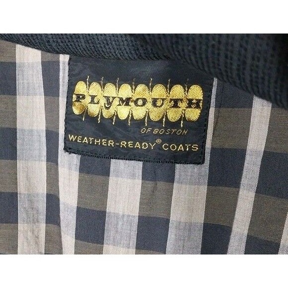 Vtg 70's Plymouth Of Boston Trench Coat Sz 38 (M) Black Zip Out Fleece Liner - Picture 9 of 9